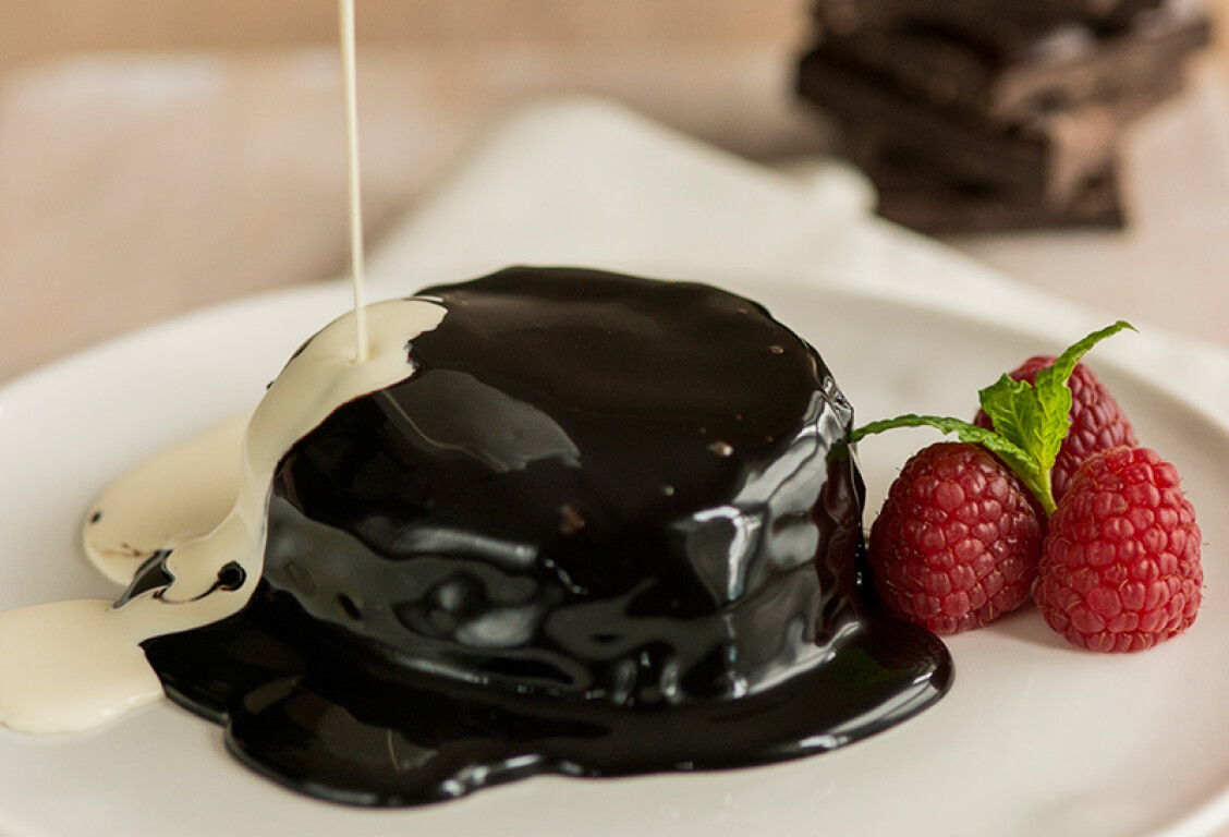 Chocolate Brownie Pudding Dark Chocolate Sauce